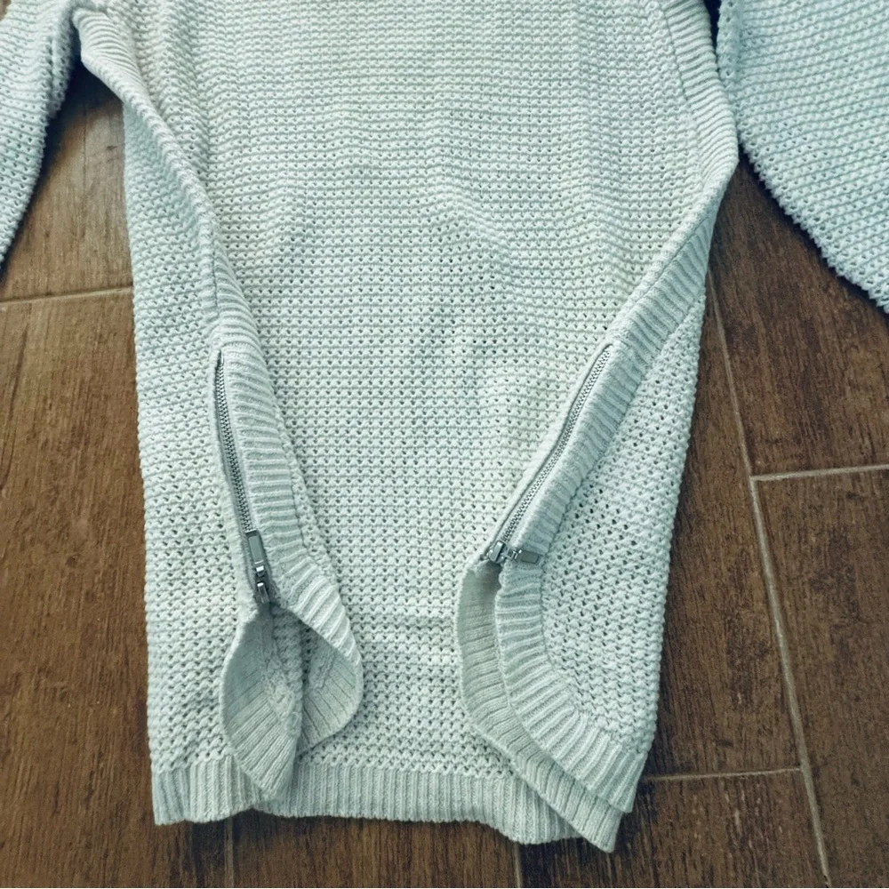 Open weave cotton blend white sweater